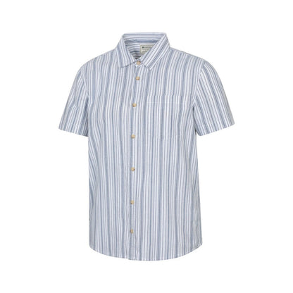 Blue - Side - Mountain Warehouse Mens Derby Stripe Cotton Short-Sleeved Shirt