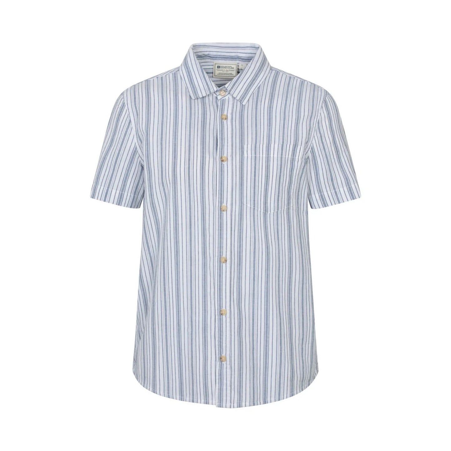 Blue - Front - Mountain Warehouse Mens Derby Stripe Cotton Short-Sleeved Shirt