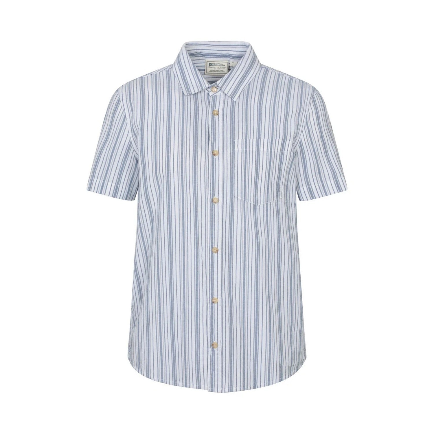 Blue - Front - Mountain Warehouse Mens Derby Stripe Cotton Short-Sleeved Shirt