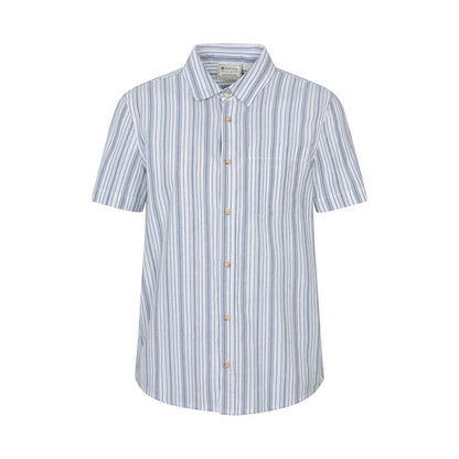 Blue - Front - Mountain Warehouse Mens Derby Stripe Cotton Short-Sleeved Shirt