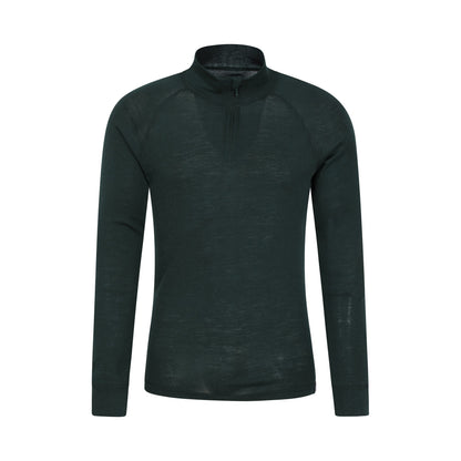 Dark Green - Front - Mountain Warehouse Mens Merino II Base Layer Top