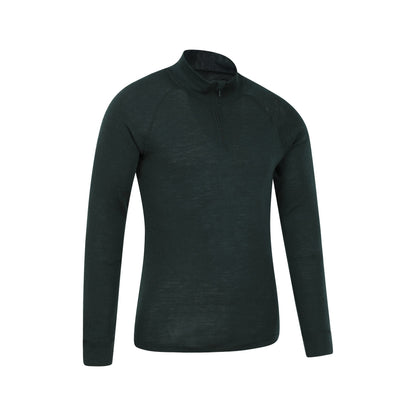 Dark Green - Back - Mountain Warehouse Mens Merino II Base Layer Top