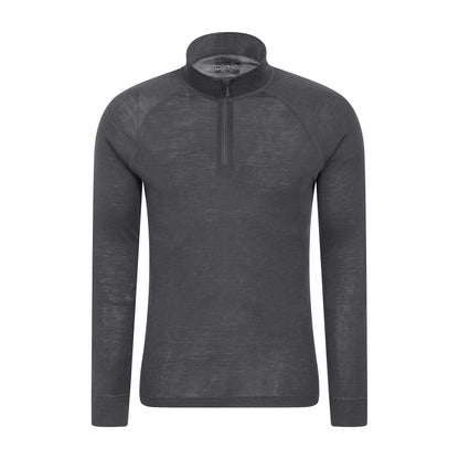 Grey - Front - Mountain Warehouse Mens Merino II Base Layer Top