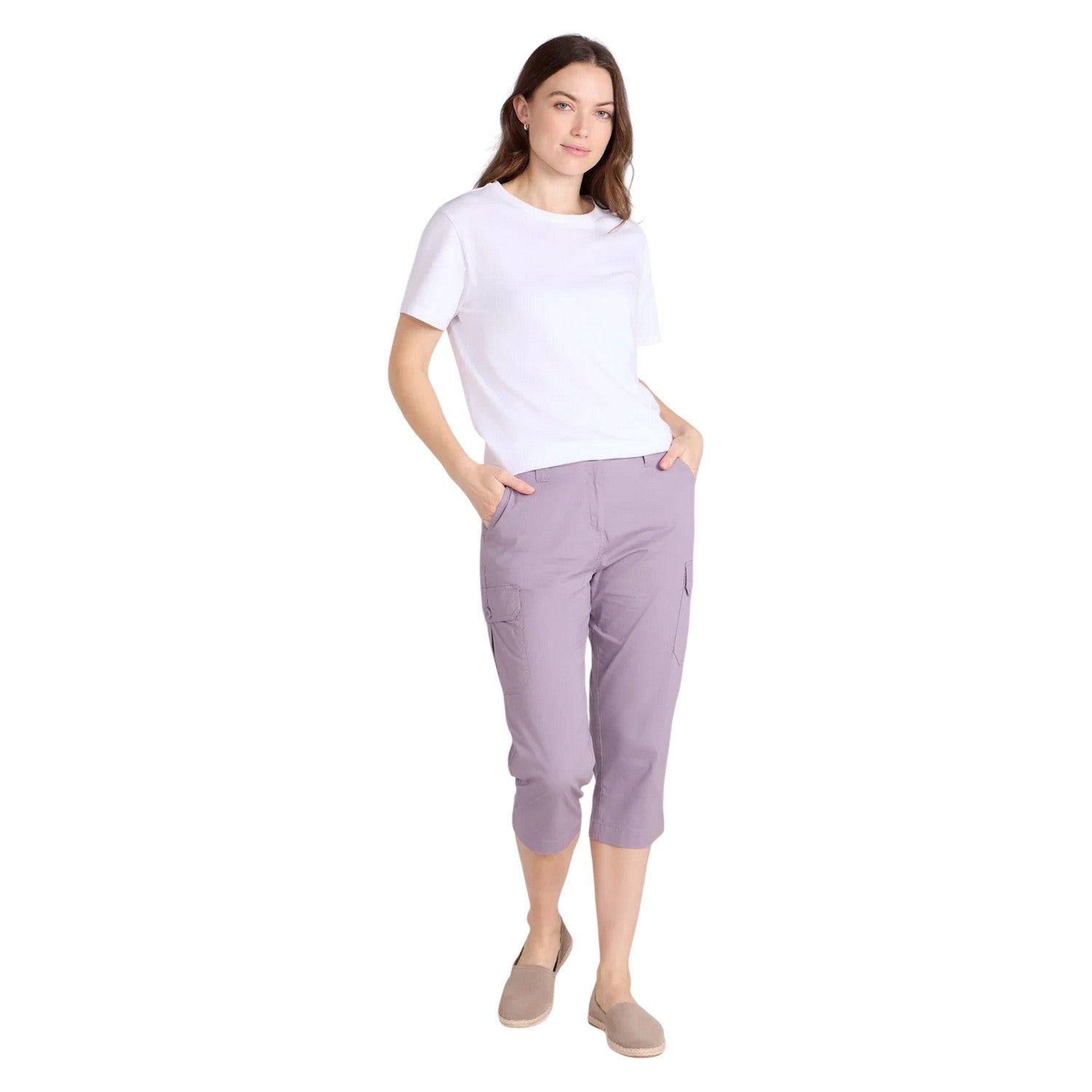 Grey - Pack Shot - Mountain Warehouse Womens-Ladies Coastal Stretch Capri Cargo Trousers