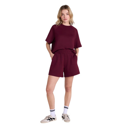 Burgundy - Side - Animal Womens-Ladies Cora Travel Shorts