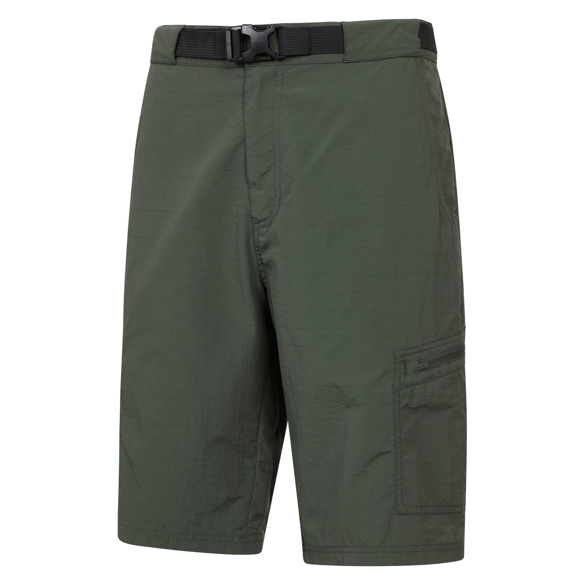 Khaki Green - Side - Mountain Warehouse Mens Saunter Belted Cargo Shorts