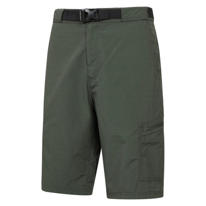 Khaki Green - Side - Mountain Warehouse Mens Saunter Belted Cargo Shorts