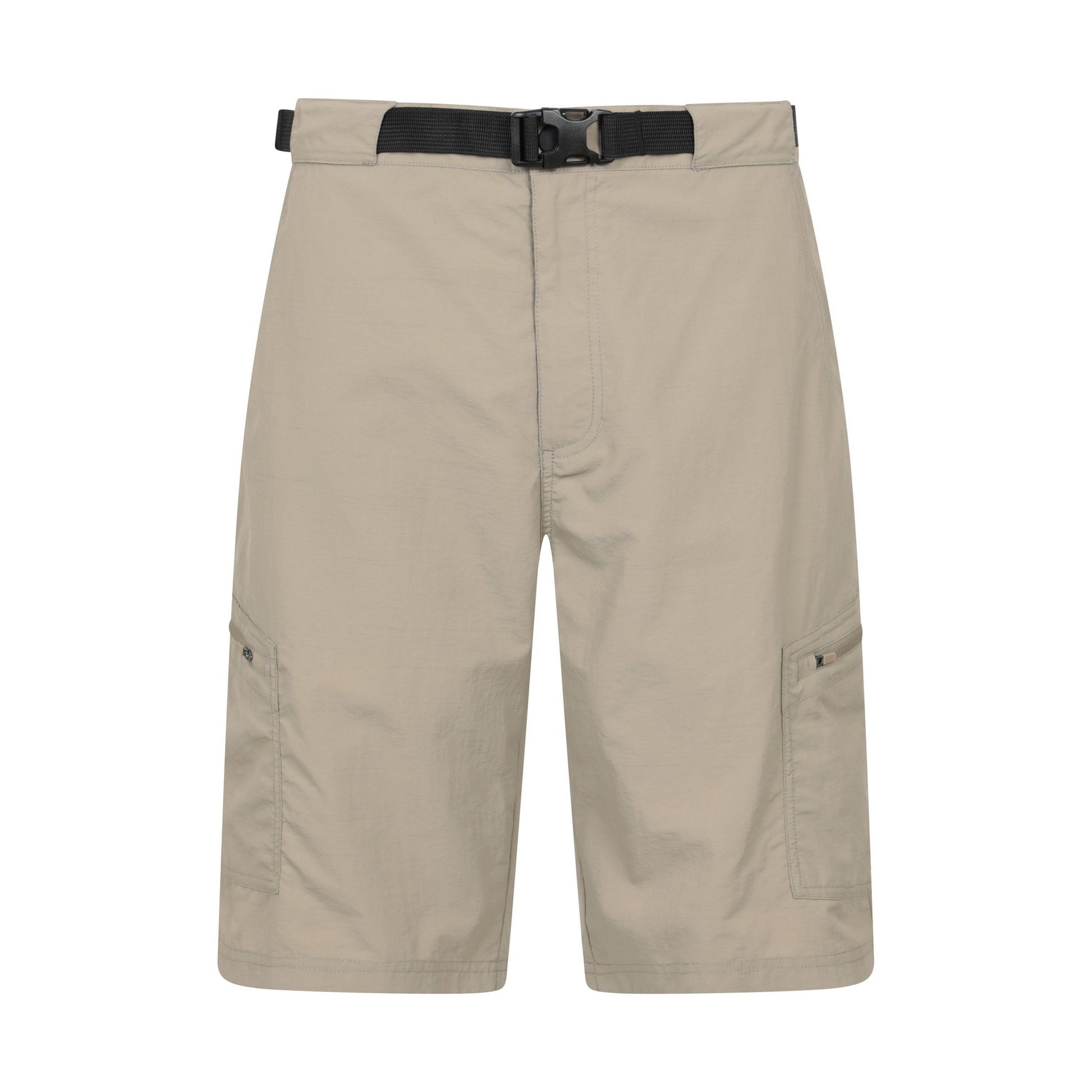 Beige - Front - Mountain Warehouse Mens Saunter Belted Cargo Shorts