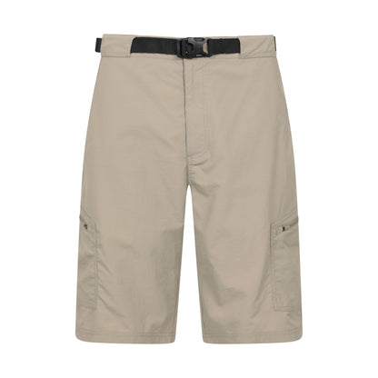 Beige - Front - Mountain Warehouse Mens Saunter Belted Cargo Shorts