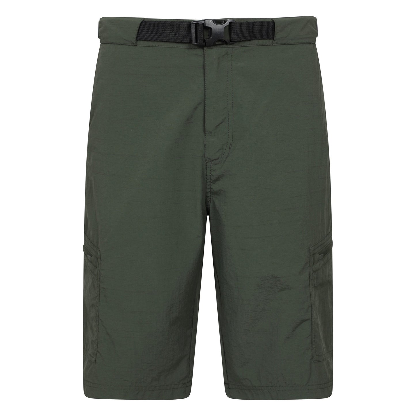 Khaki Green - Front - Mountain Warehouse Mens Saunter Belted Cargo Shorts