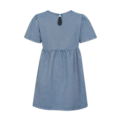 Blue - Back - Mountain Warehouse Girls Elodie Plain Chambray Midi Dress