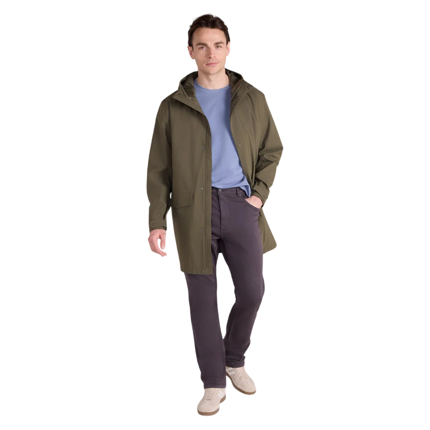 Khaki Green - Side - Animal Mens Hyde Long Waterproof Jacket