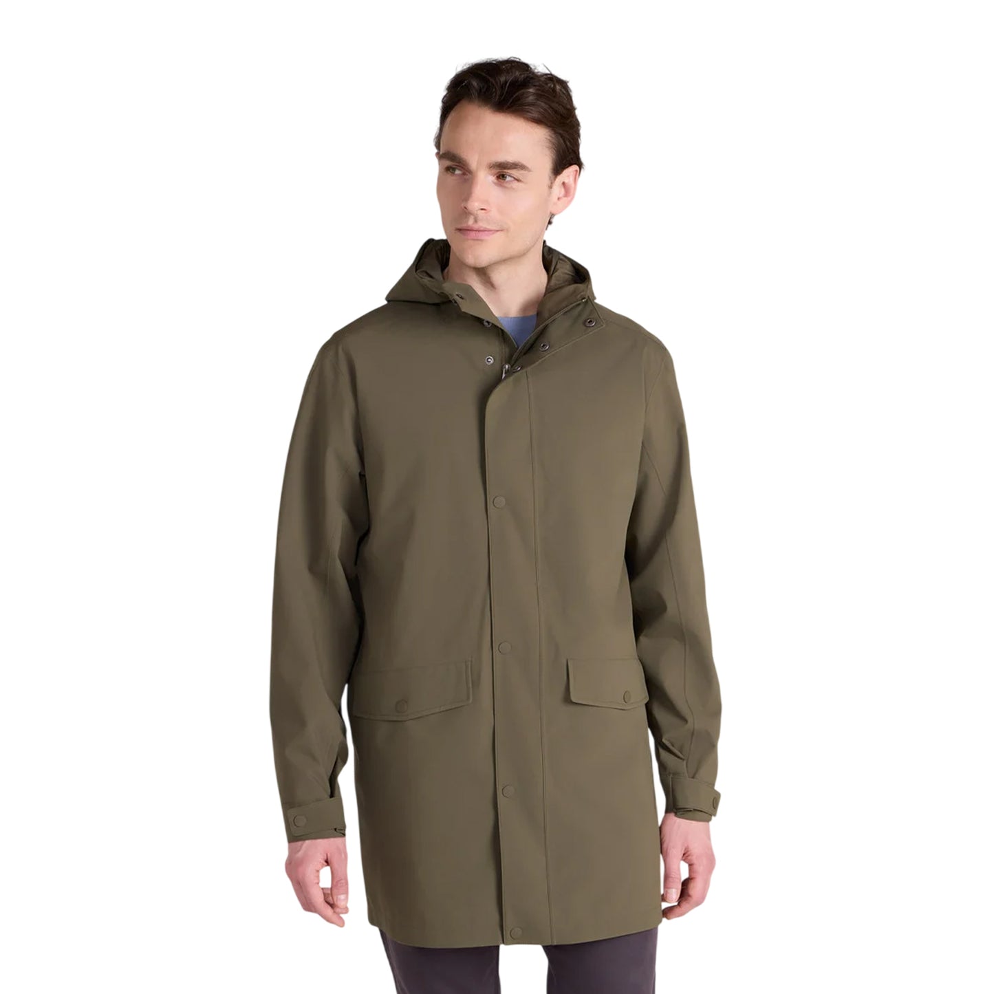 Khaki Green - Front - Animal Mens Hyde Long Waterproof Jacket