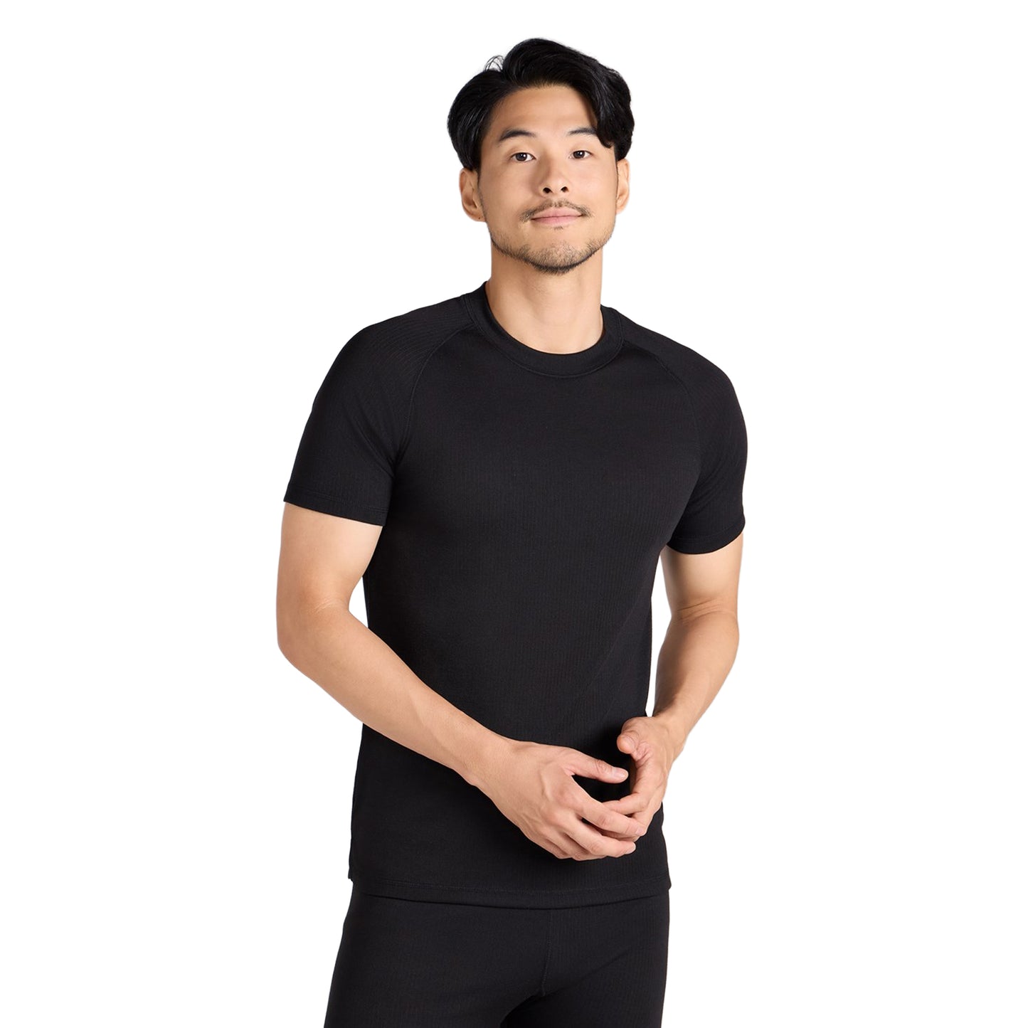 Black - Pack Shot - Mountain Warehouse Mens Talus Round Neck Short-Sleeved Thermal Top