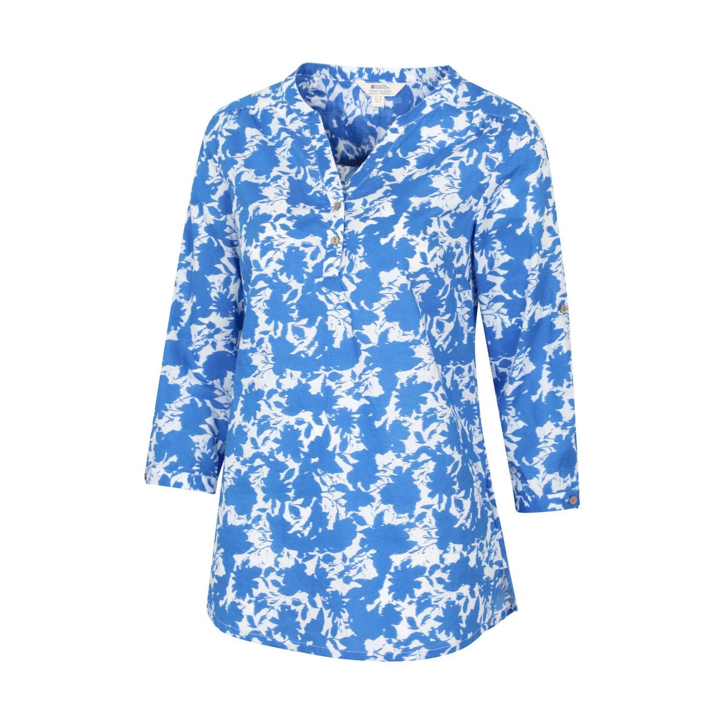 Bright Blue - Side - Mountain Warehouse Womens-Ladies Petra Abstract 3-4 Sleeve Shirt