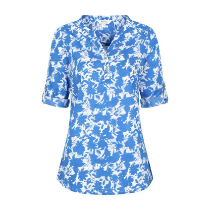 Bright Blue - Lifestyle - Mountain Warehouse Womens-Ladies Petra Abstract 3-4 Sleeve Shirt