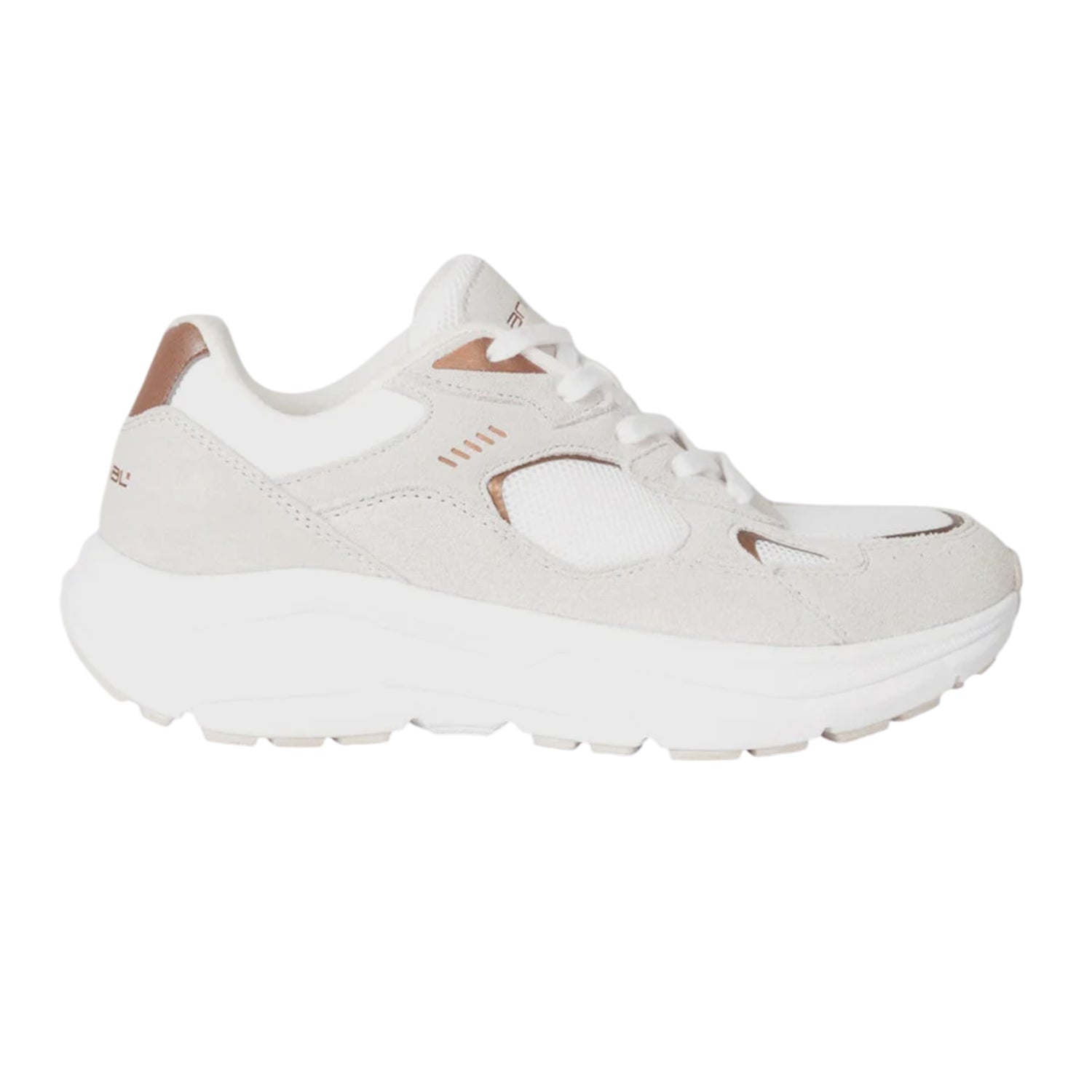 Beige - Back - Animal Womens-Ladies Ezra Leather Everyday Trainers