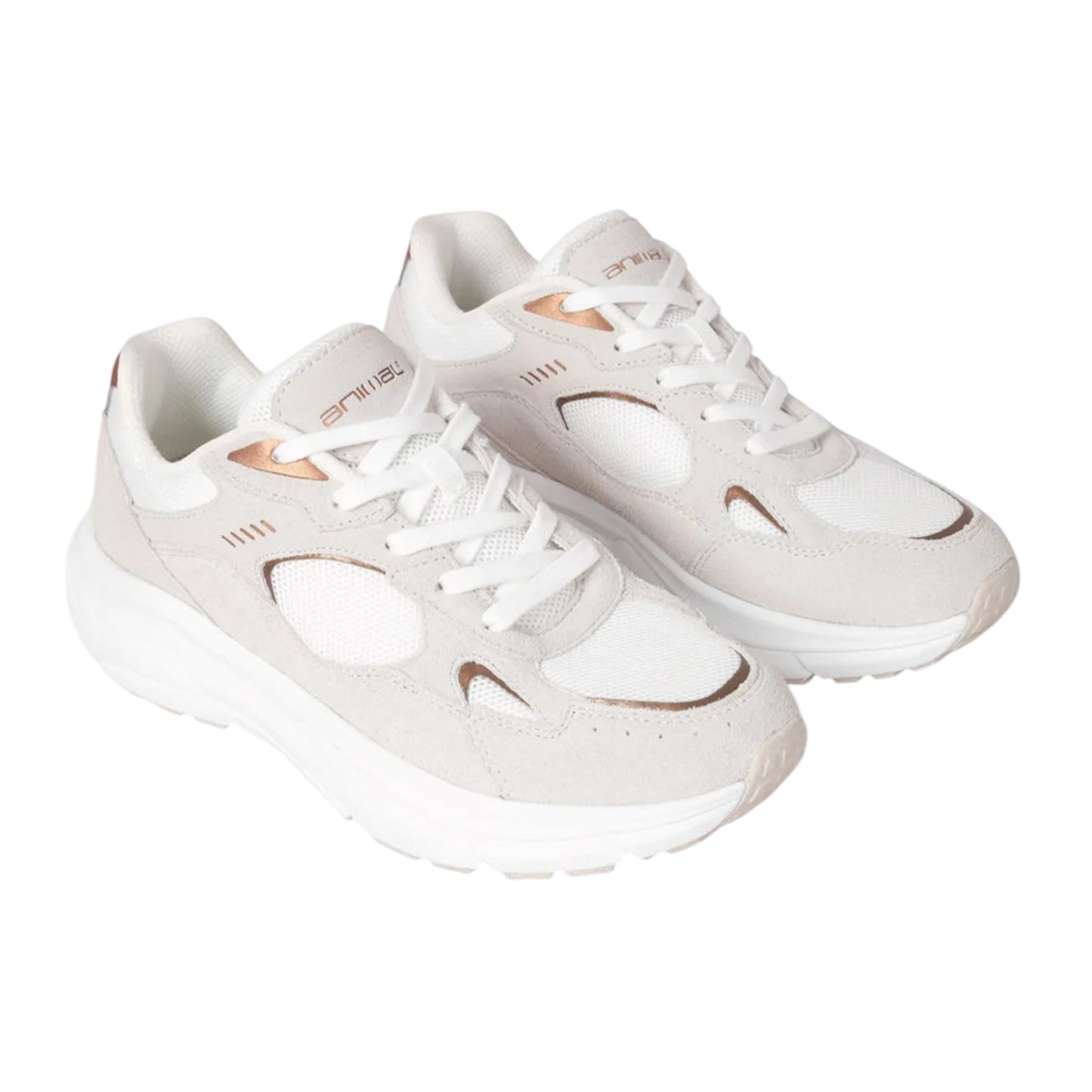 Beige - Front - Animal Womens-Ladies Ezra Leather Everyday Trainers