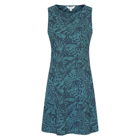 Dark Blue - Front - Mountain Warehouse Womens-Ladies Milos Leaf Print Sleeveless Dress