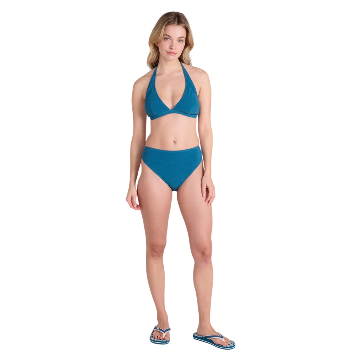 Teal - Side - Animal Womens-Ladies Iona Halter Neck Bikini Top