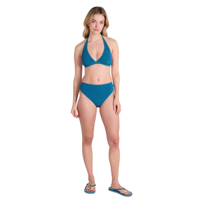 Teal - Side - Animal Womens-Ladies Iona Halter Neck Bikini Top