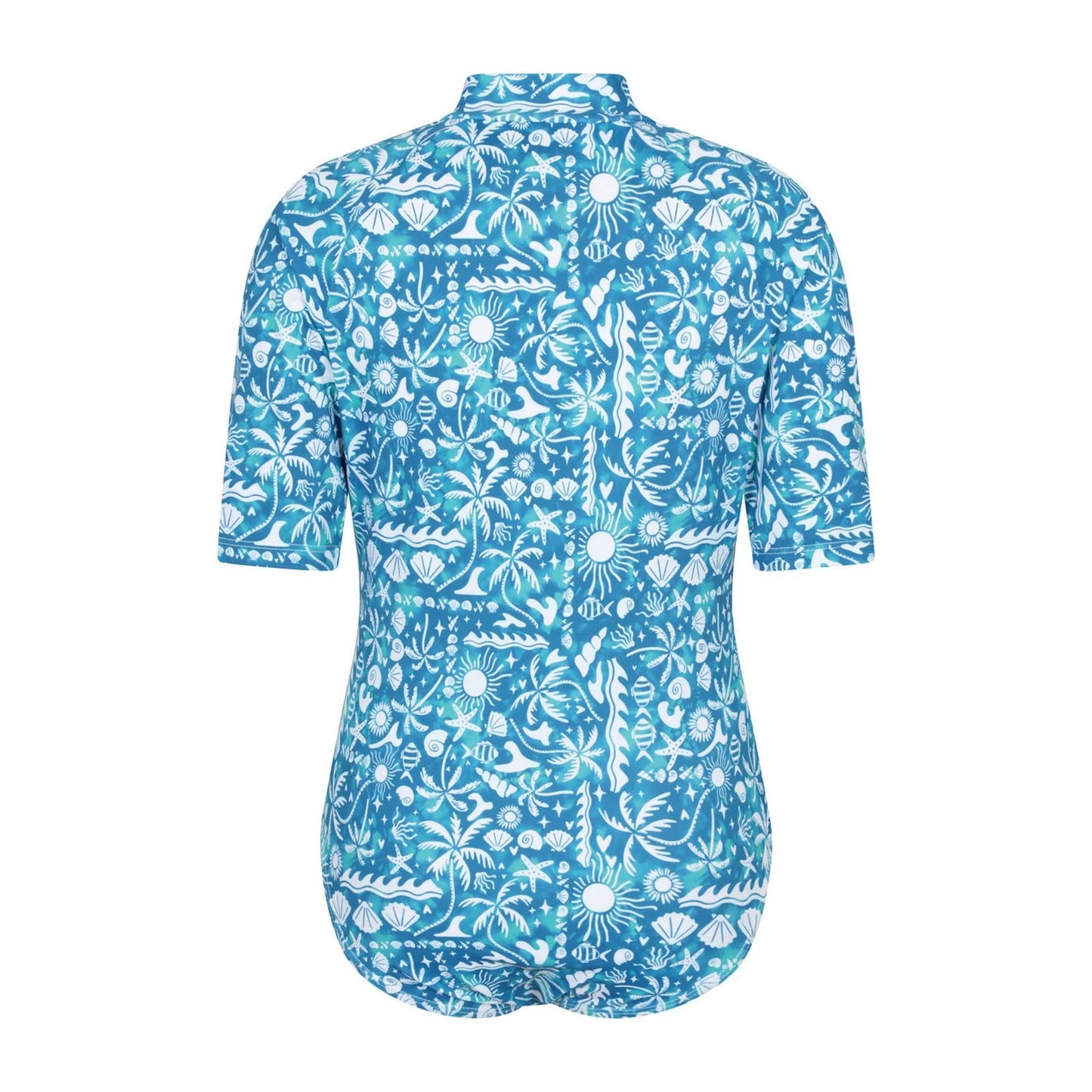 Blue - Back - Mountain Warehouse Girls Mira Sealife Rash Guard Swimsuit