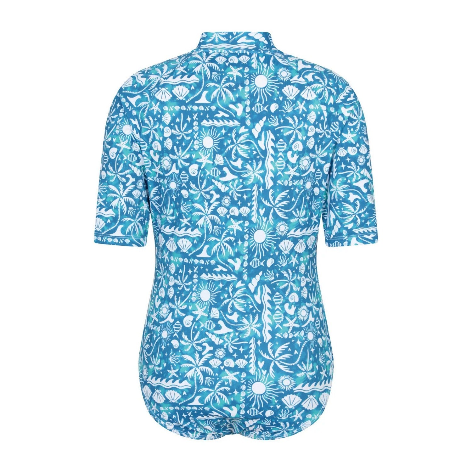 Blue - Back - Mountain Warehouse Girls Mira Sealife Rash Guard Swimsuit