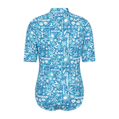 Blue - Back - Mountain Warehouse Girls Mira Sealife Rash Guard Swimsuit