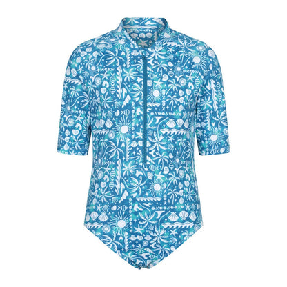 Blue - Front - Mountain Warehouse Girls Mira Sealife Rash Guard Swimsuit