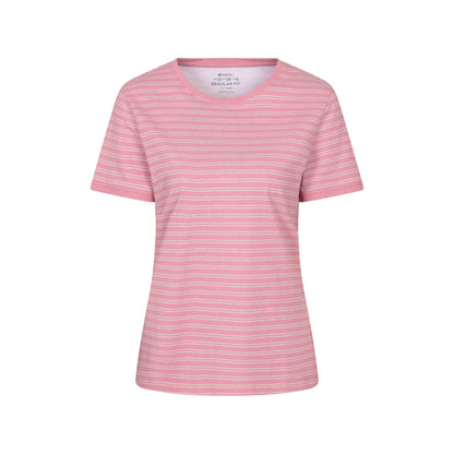Light Pink - Front - Mountain Warehouse Womens-Ladies Contrast Striped Ribbed T-Shirt