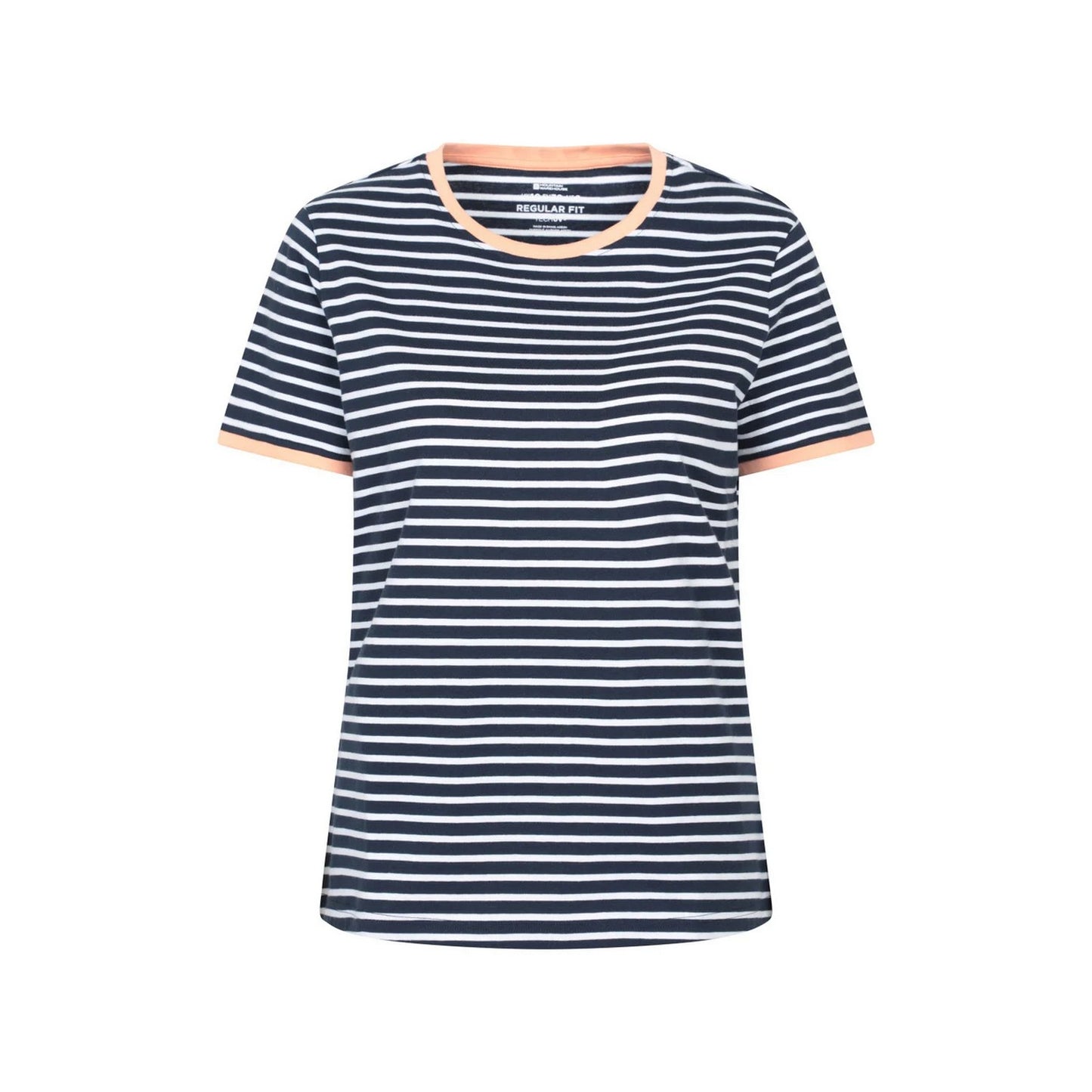 Navy - Front - Mountain Warehouse Womens-Ladies Contrast Striped Ribbed T-Shirt
