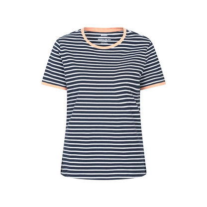 Navy - Front - Mountain Warehouse Womens-Ladies Contrast Striped Ribbed T-Shirt