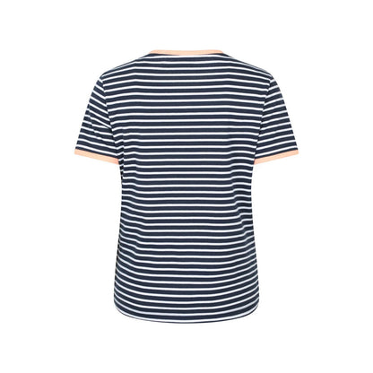 Navy - Back - Mountain Warehouse Womens-Ladies Contrast Striped Ribbed T-Shirt