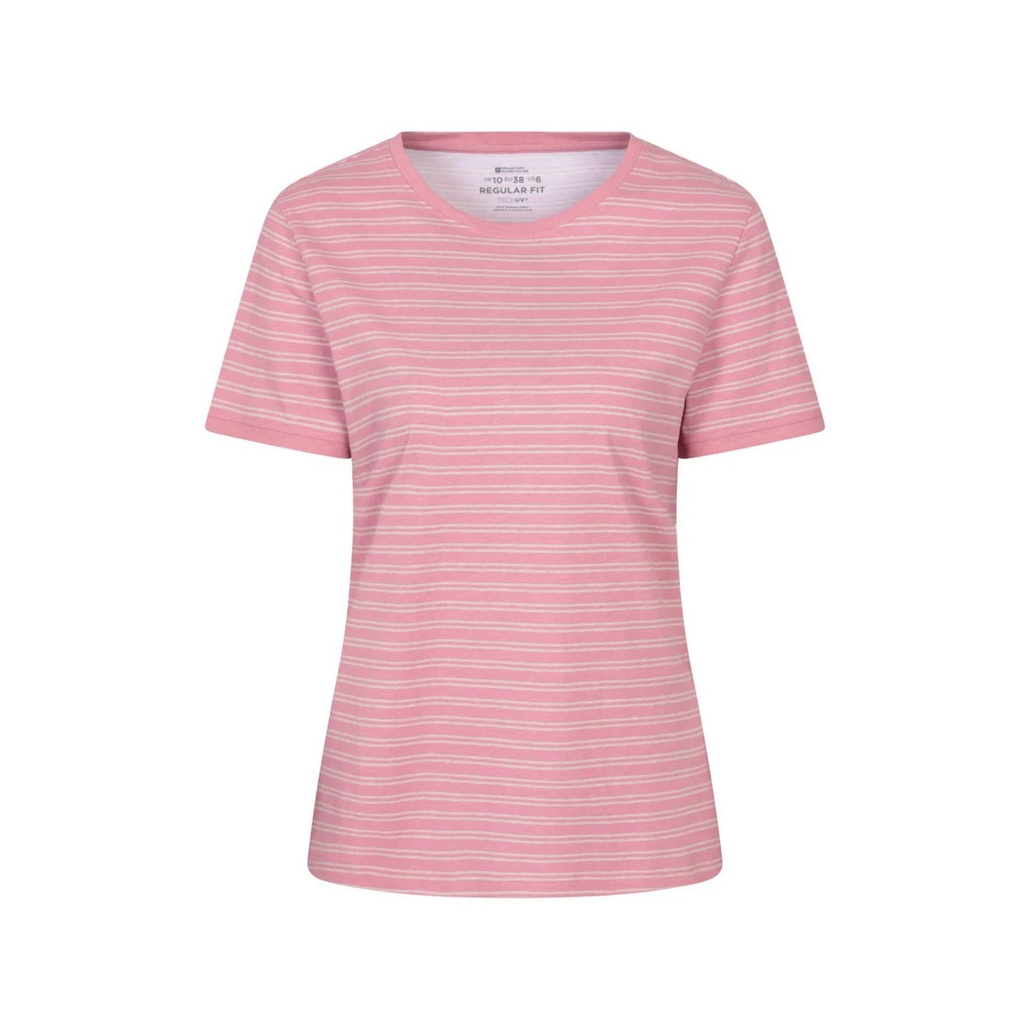 Light Pink - Front - Mountain Warehouse Womens-Ladies Contrast Striped Ribbed T-Shirt