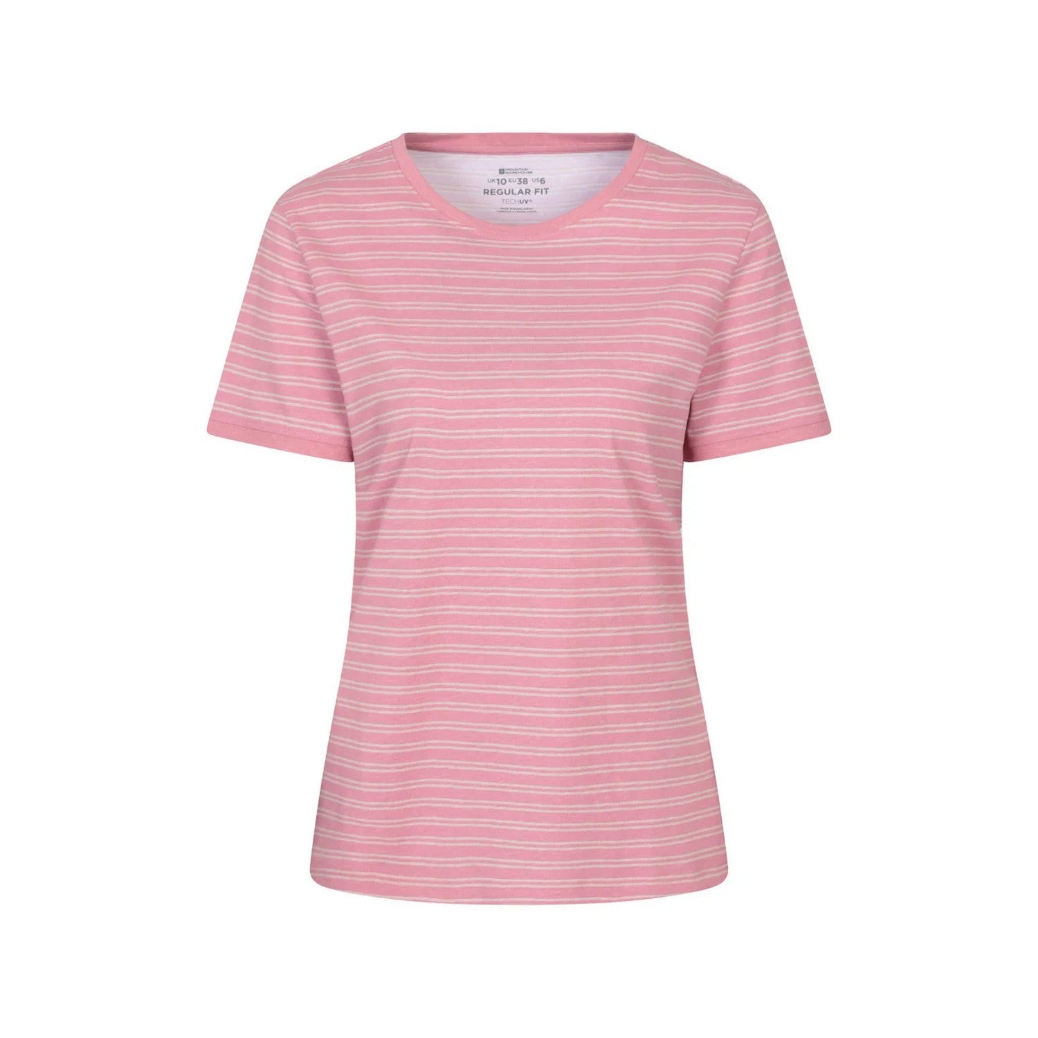 Light Pink - Front - Mountain Warehouse Womens-Ladies Contrast Striped Ribbed T-Shirt