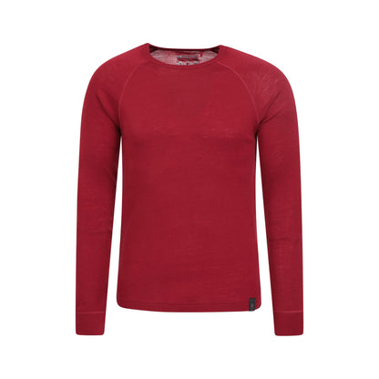Dark Red - Front - Mountain Warehouse Mens Merino Wool Long-Sleeved Thermal Top
