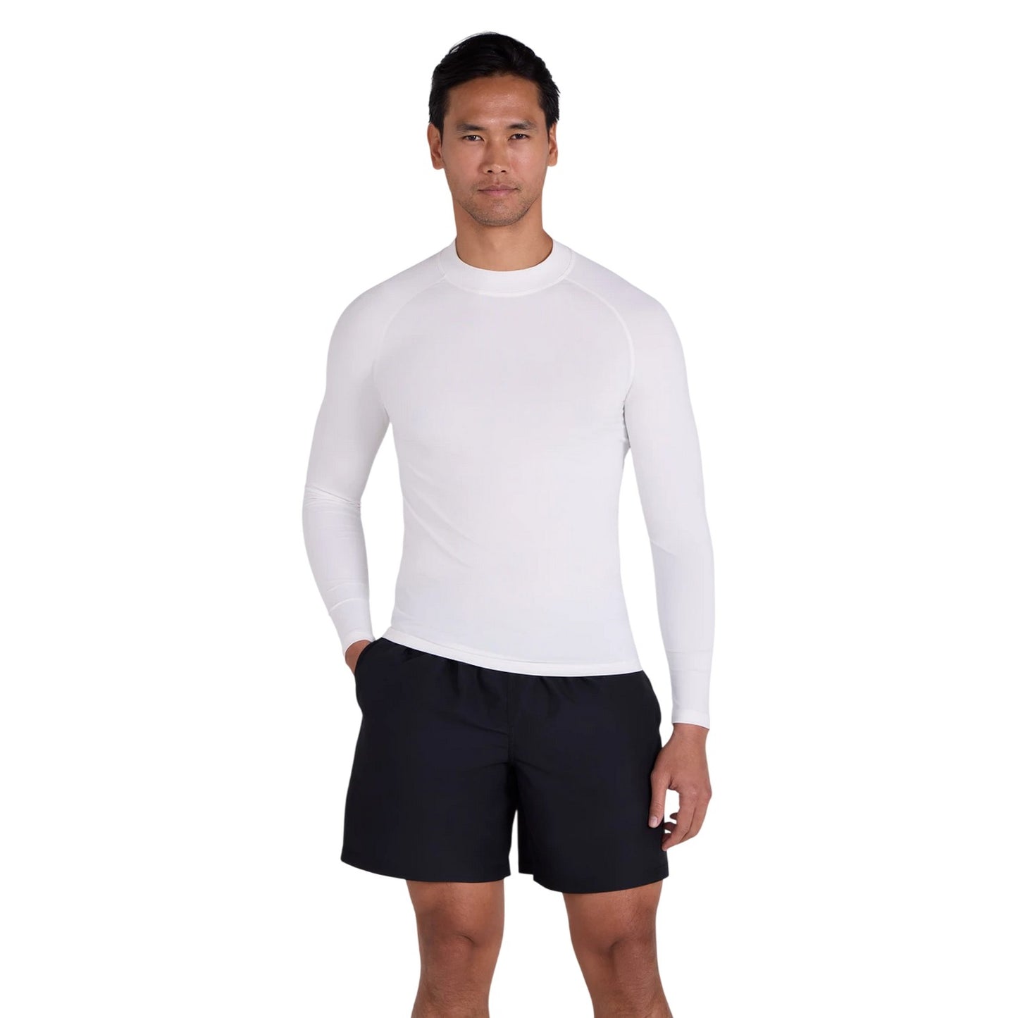 White - Lifestyle - Mountain Warehouse Mens Plain Long-Sleeved Rash Top