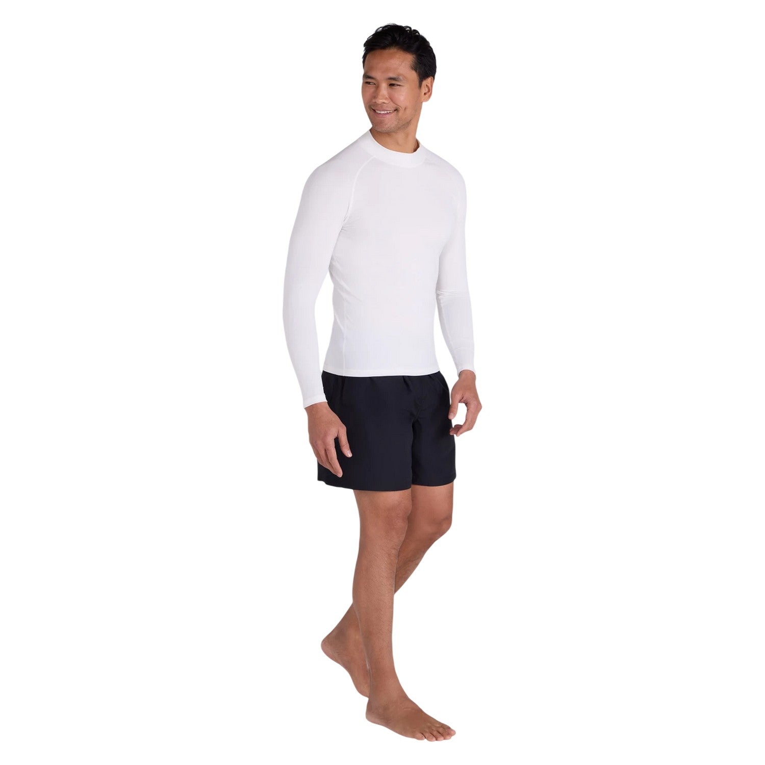 White - Close up - Mountain Warehouse Mens Plain Long-Sleeved Rash Top