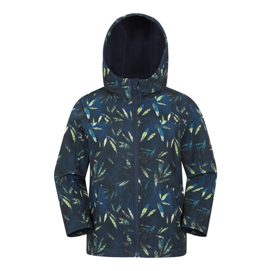 Petrol - Front - Mountain Warehouse Childrens-Kids Exodus Water Resistant Soft Shell Jacket