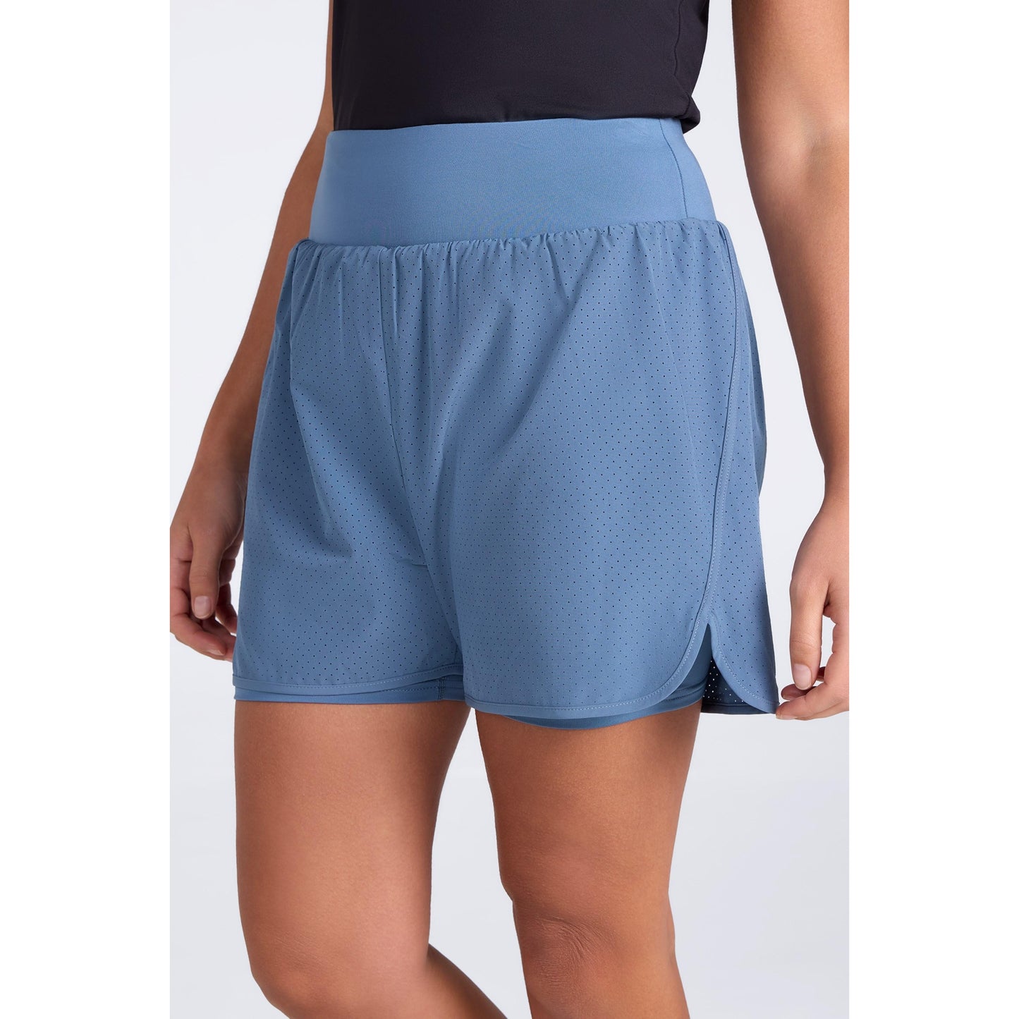 Blue - Front - Mountain Warehouse Womens-Ladies Double Layered Running Shorts