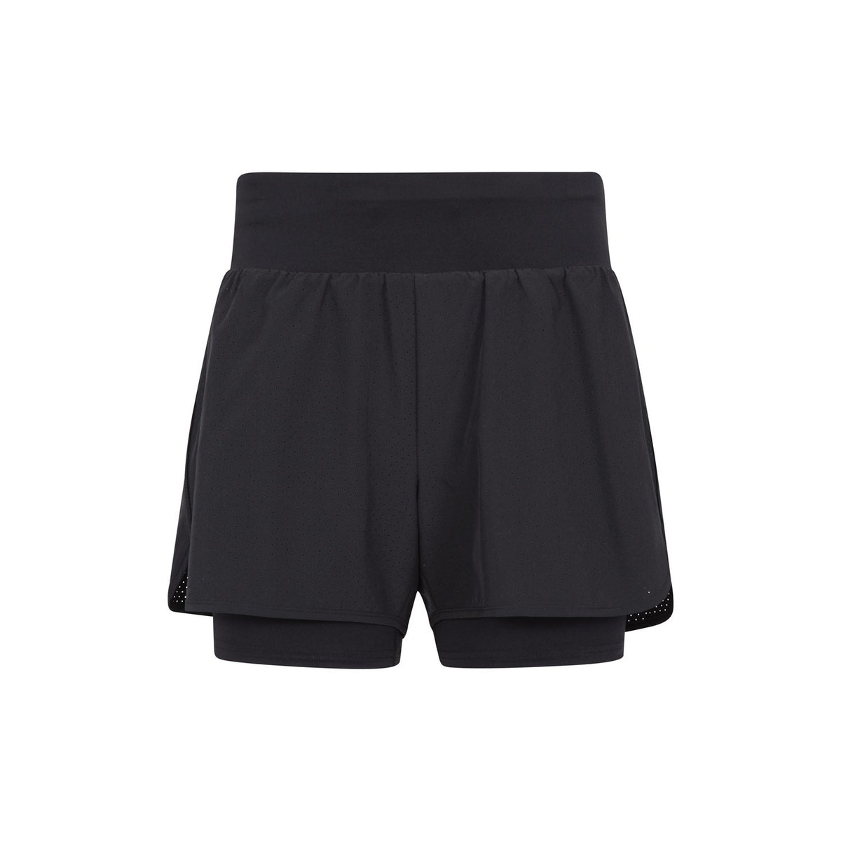 Black - Front - Mountain Warehouse Womens-Ladies Double Layered Running Shorts