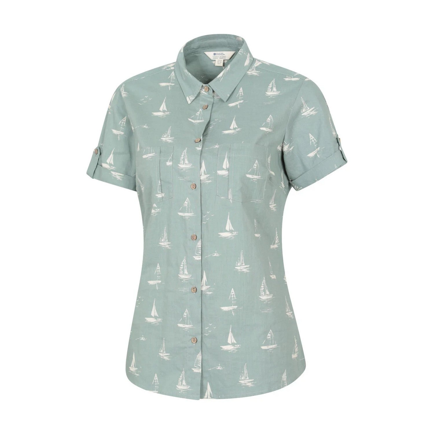 Khaki Green - Side - Mountain Warehouse Womens-Ladies Coconut Sailboat Short-Sleeved Shirt