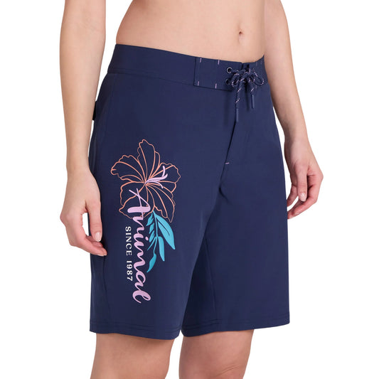 Navy - Front - Animal Womens-Ladies Nora Quick Dry Floral Board Shorts