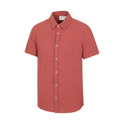 Rust - Side - Mountain Warehouse Mens Palm Textured Short-Sleeved Shirt