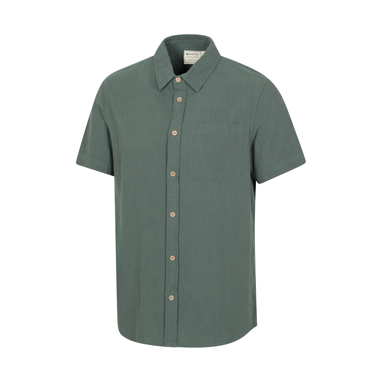 Green - Side - Mountain Warehouse Mens Palm Textured Short-Sleeved Shirt