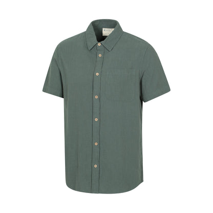Green - Side - Mountain Warehouse Mens Palm Textured Short-Sleeved Shirt