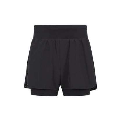 Black - Front - Mountain Warehouse Womens-Ladies Double Layered Running Shorts