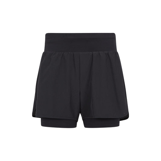 Black - Front - Mountain Warehouse Womens-Ladies Double Layered Running Shorts