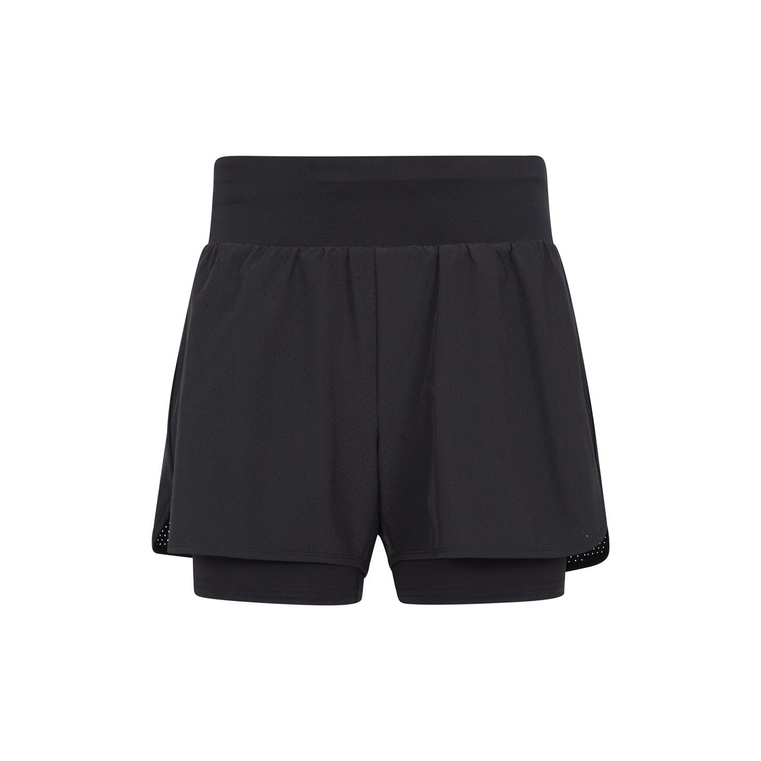 Black - Front - Mountain Warehouse Womens-Ladies Double Layered Running Shorts