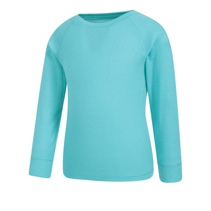 Teal - Side - Mountain Warehouse Childrens-Kids Talus Round Neck Base Layer Top
